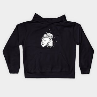 Woman with mask of expression deception. Kids Hoodie